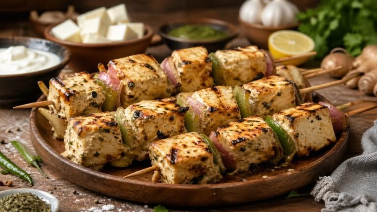 Malai Paneer Tikka Skewers