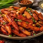 Crispy Chilli Baby Corn: I changed one frying step and it stays crunchy under the sauce for 15 full minutes
